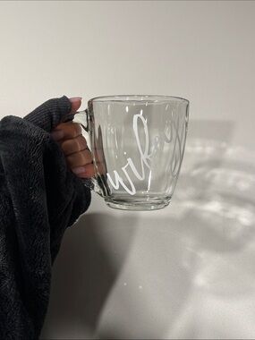 Clear Glass Mug with White Script "wifey"